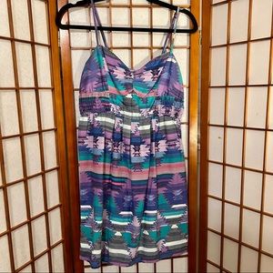 Billabong 100% Cotton Elasticized Spaghetti Strap Ruched Bust Mini Dress L